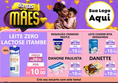 Modelo de Encarte para Encarte A4 Horizontal com o tema Dia das Mães para Frios e Laticínios
