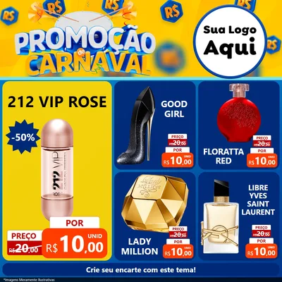 Modelo de Rede Social para Feed Facebook com o tema Promoção de Carnaval para Perfumes
