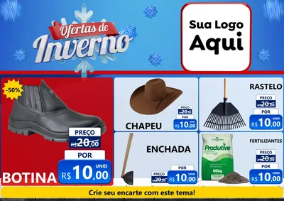 Modelo de Encarte para Encarte A4 Horizontal com o tema Ofertas de Inverno para Agropecuária