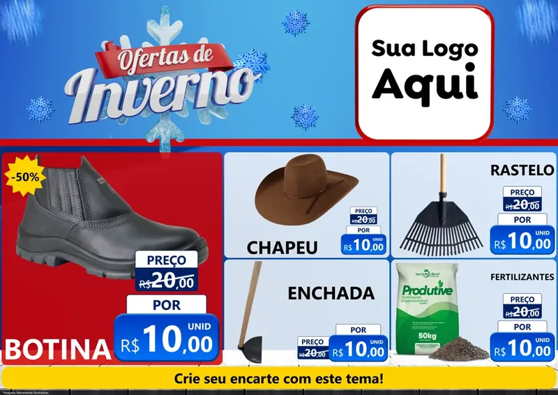 Modelo de Encarte para Encarte A4 Horizontal com o tema Ofertas de Inverno para Agropecuária