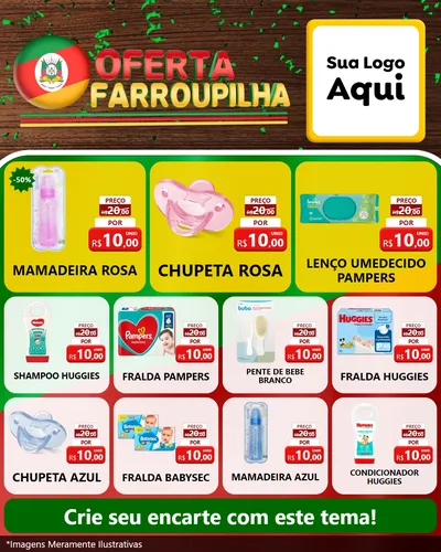 Modelo de Rede Social para Feed Instagram com o tema Oferta Farroupilha para Bebês