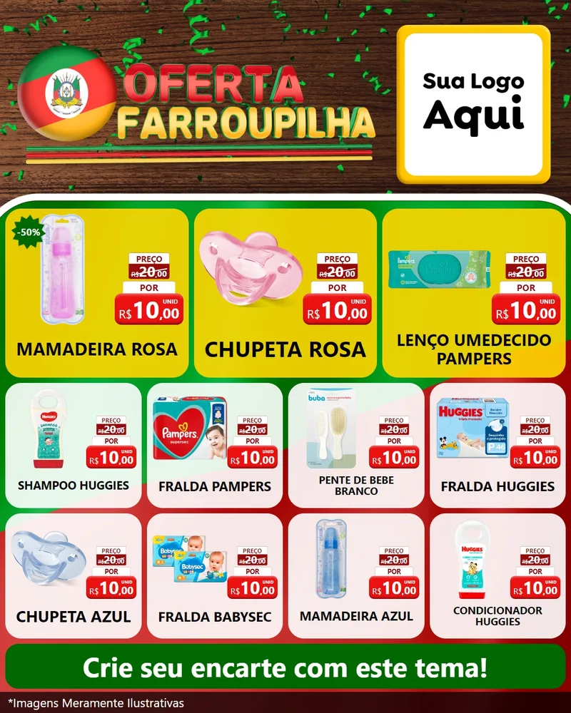 Modelo de Rede Social para Feed Instagram com o tema Oferta Farroupilha para Bebês