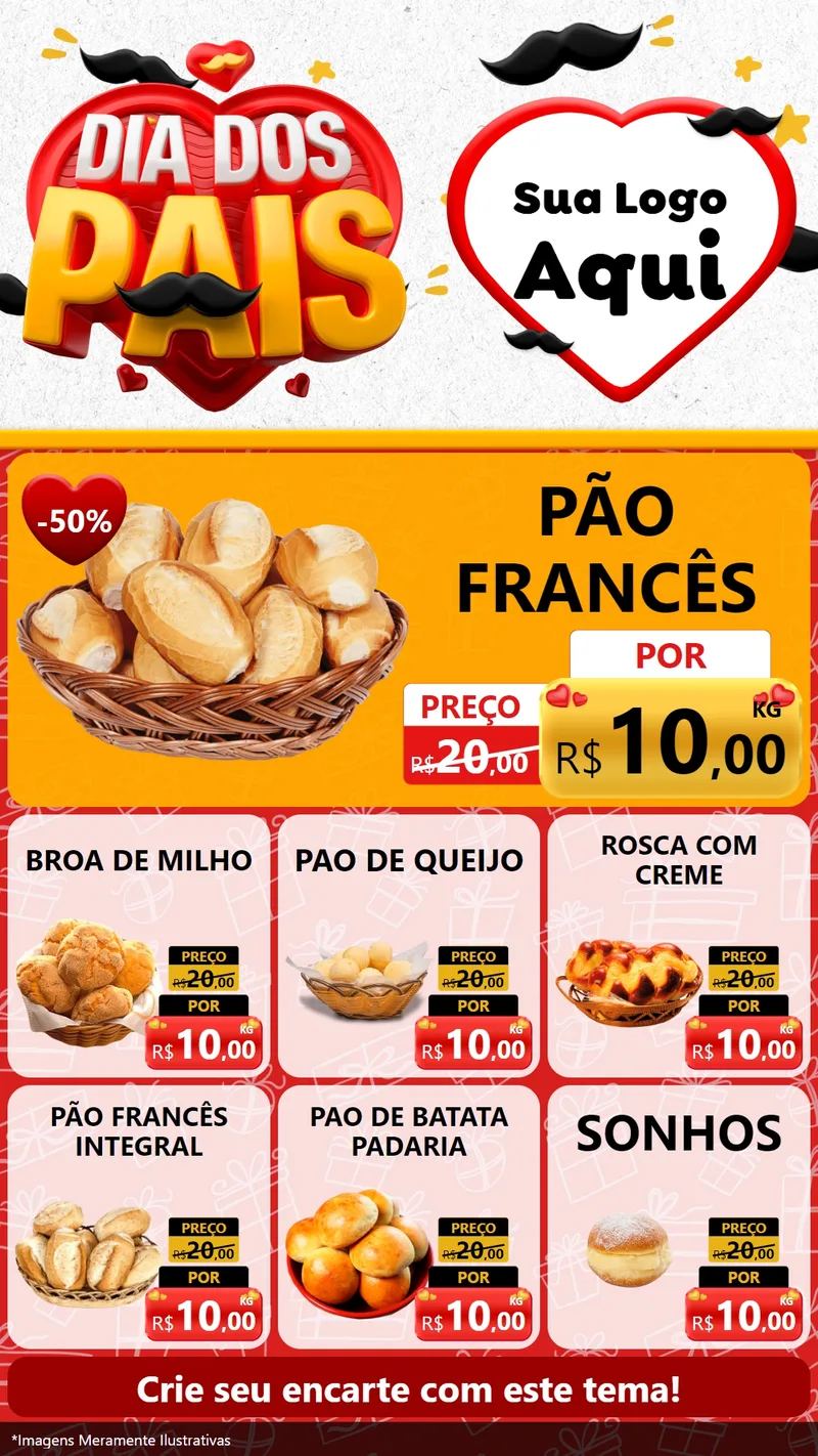 Modelo de Rede Social para Stories com o tema Dia dos Pais para Padaria