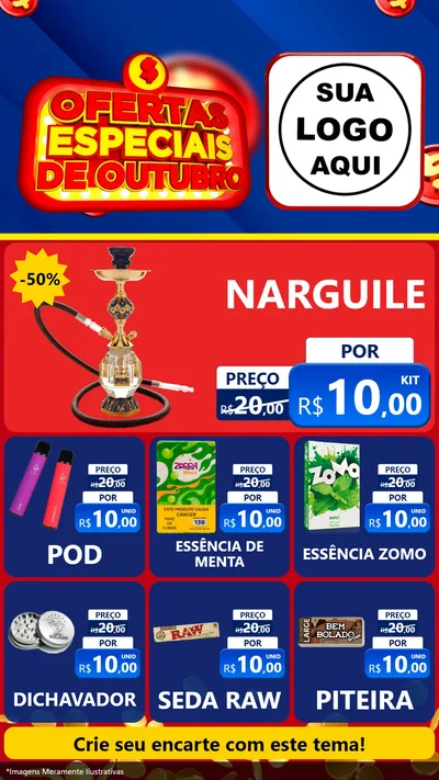 Modelo de Rede Social para Stories com o tema Ofertas Especiais de Outubro para Tabacaria