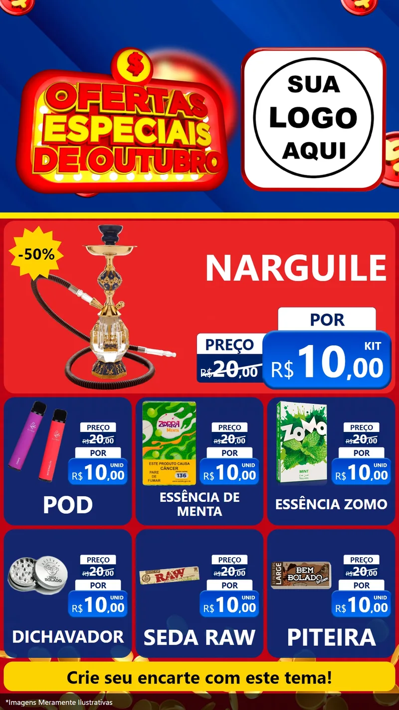 Modelo de Rede Social para Stories com o tema Ofertas Especiais de Outubro para Tabacaria