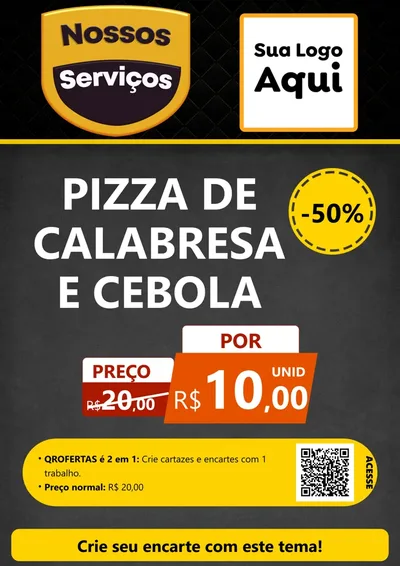 Modelo de Cartaz para Cartaz A4 Vertical com o tema Nossos Serviços para Pizzaria