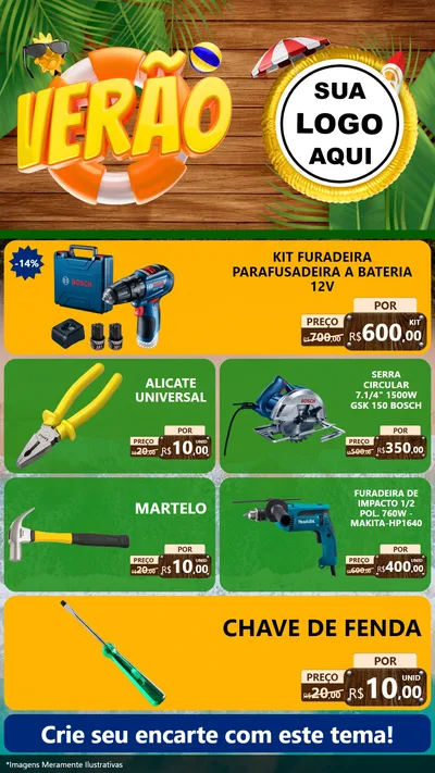 Modelo de TV para TV Vertical com o tema Verão para Maquinas e Ferramentas