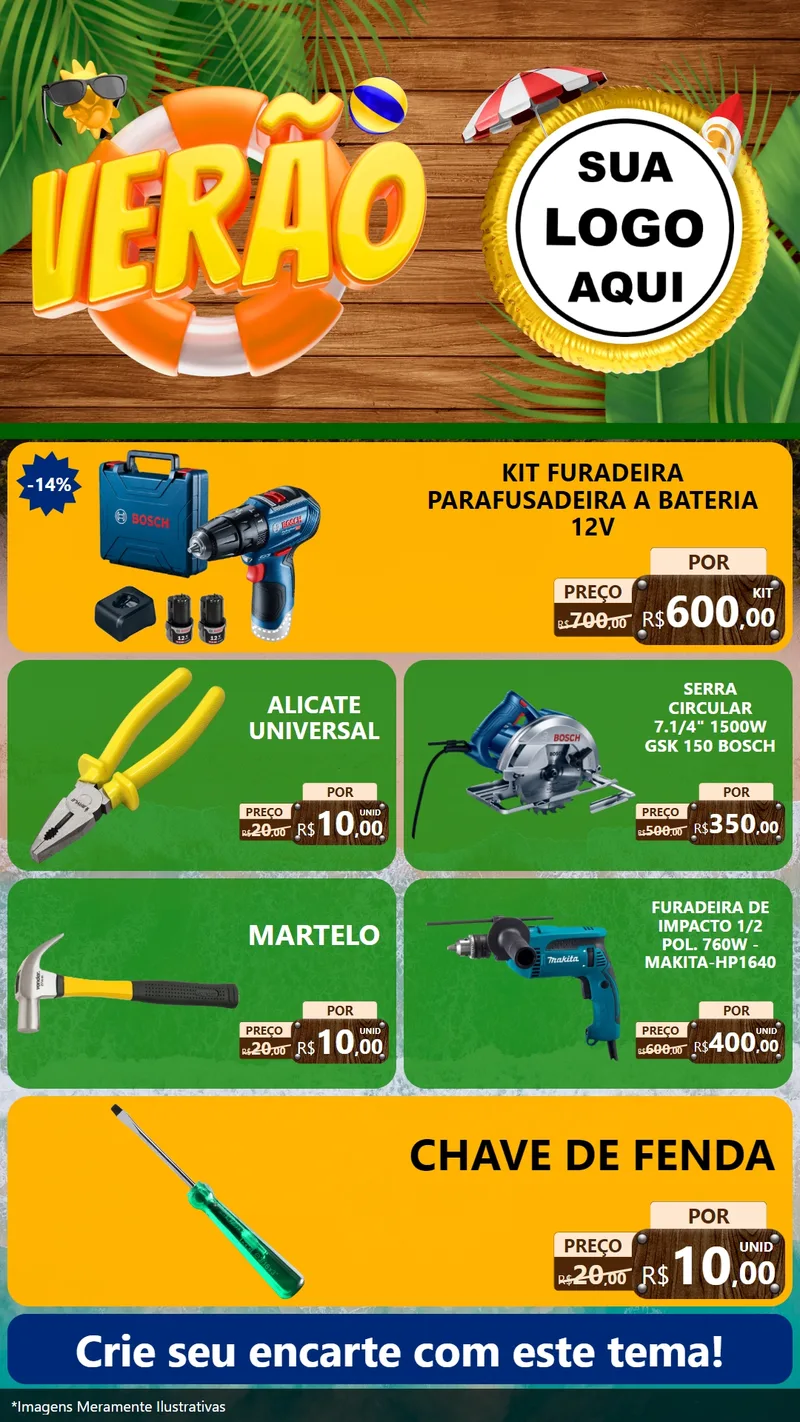 Modelo de TV para TV Vertical com o tema Verão para Maquinas e Ferramentas