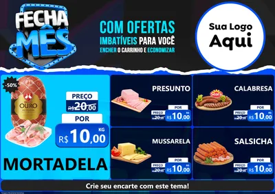 Modelo de Encarte para Encarte A4 Horizontal com o tema Fecha Mês para Frios e Laticínios