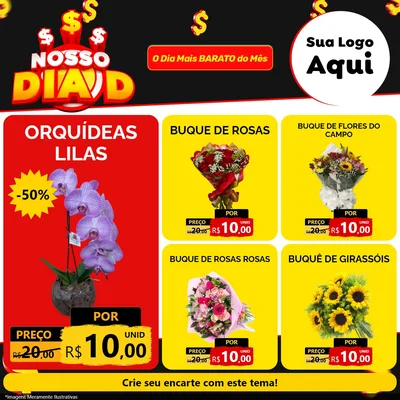 Modelo de Rede Social para Feed Facebook com o tema Nosso Dia D para Floricultura e jardim