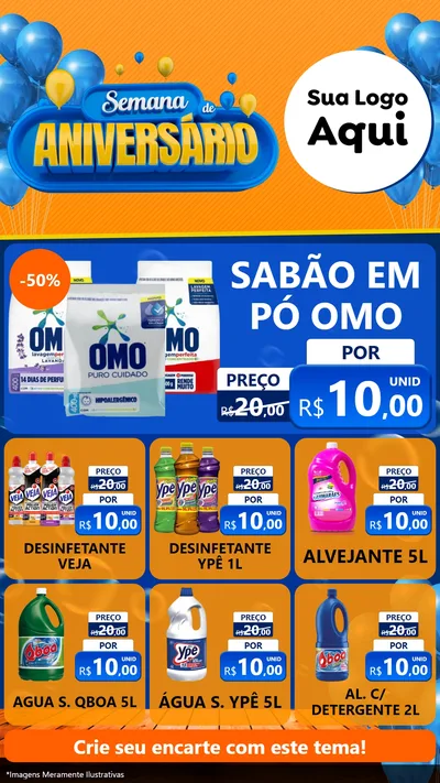 Modelo de Rede Social para Stories com o tema Semana de Aniversário para Produtos de Limpeza