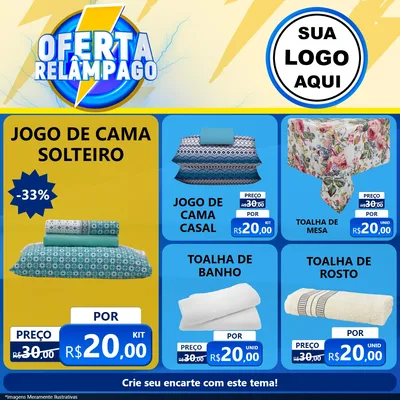 Modelo de Rede Social para Feed Facebook com o tema Oferta Relâmpago para Cama, Mesa e Banho