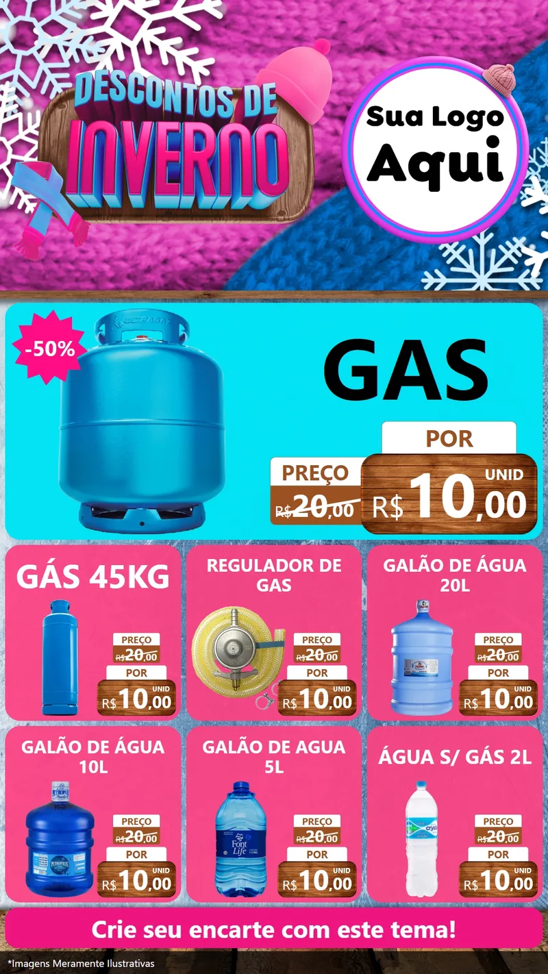 Modelo de Rede Social para Stories com o tema Descontos de Inverno para Água e gás