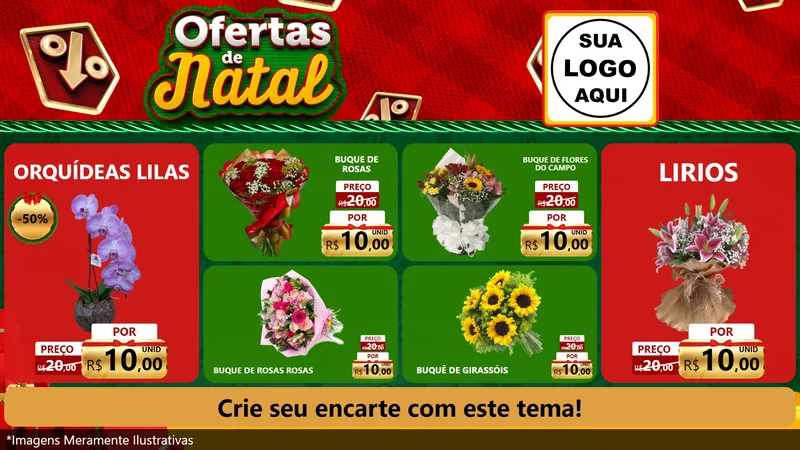 Modelo de TV para TV Horizontal com o tema Ofertas de Natal para Floricultura e jardim
