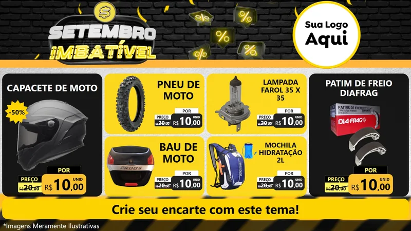 Modelo de TV para TV Horizontal com o tema Setembro Imbatível para Moto peças