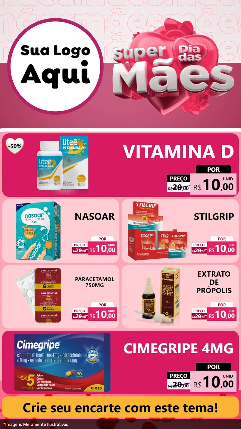 Modelo de TV para TV Vertical com o tema Super Dia Das Mães para Farmácia