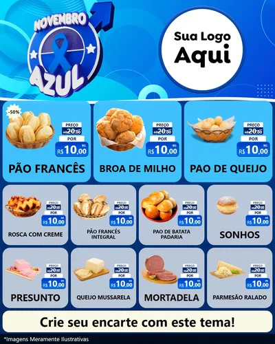 Modelo de Rede Social para Feed Instagram com o tema Novembro Azul para Padaria