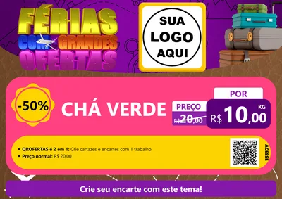 Modelo de Cartaz para Cartaz A4 Horizontal com o tema Férias com Grandes Ofertas para Produtos Naturais
