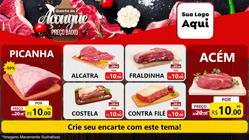 Modelo de TV para TV Horizontal com o tema Quarta do Açougue Preço Baixo para Açougue