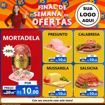 Modelo de Rede Social para Feed Facebook com o tema Final de Semana de Ofertas para Frios e Laticínios
