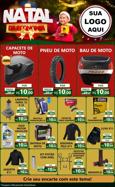 Modelo de Encarte para Encarte Grande com o tema Natal da Economia para Moto peças