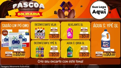 Modelo de TV para TV Horizontal com o tema Páscoa Solidária para Produtos de Limpeza