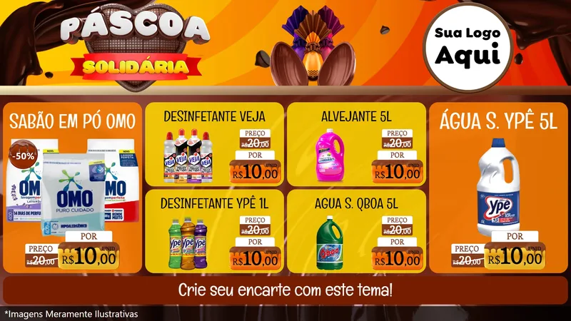 Modelo de TV para TV Horizontal com o tema Páscoa Solidária para Produtos de Limpeza