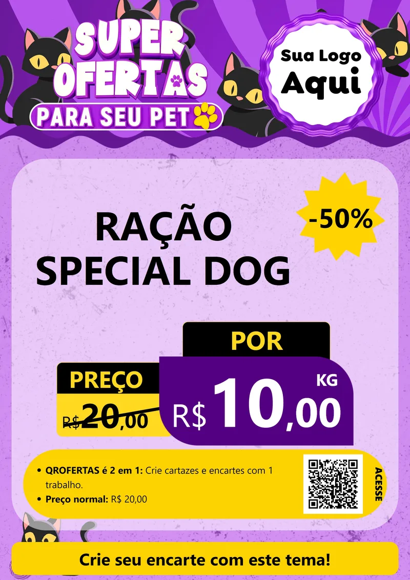 Modelo de Cartaz para Cartaz A4 Vertical com o tema Super Ofertas Para Seu Pet para Pet Shop