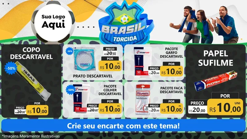 Modelo de TV para TV Horizontal com o tema Brasil Torcida - Copa para Embalagens