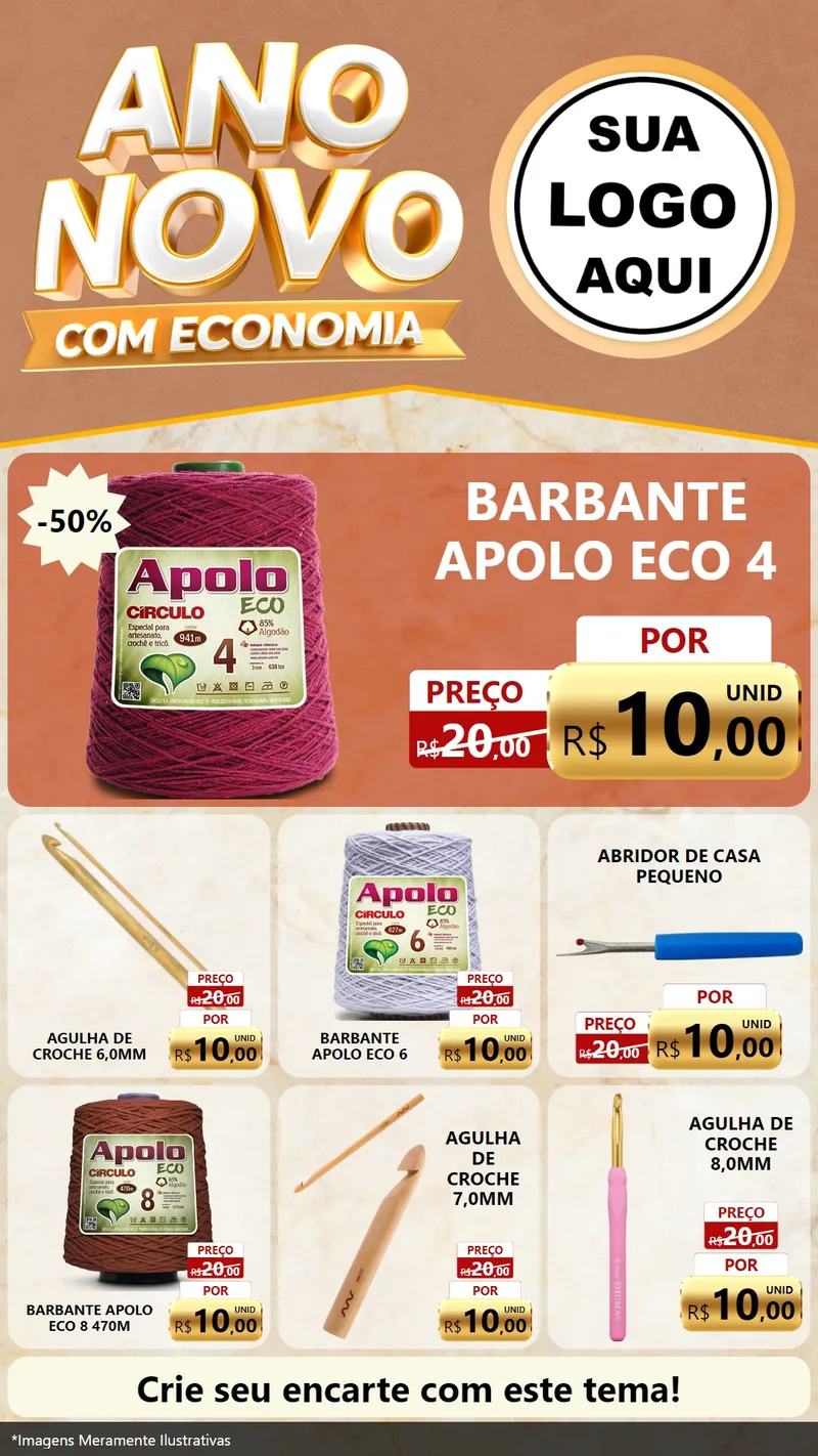 Modelo de Rede Social para Stories com o tema Ano Novo Com Economia para Armarinho e Aviamentos