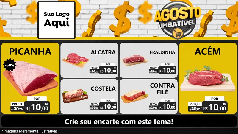 Modelo de TV para TV Horizontal com o tema Agosto imbatível para Açougue