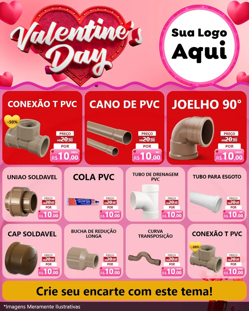 Modelo de Rede Social para Feed Instagram com o tema Valentine's Day para Tubos e conexões