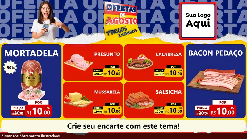 Modelo de TV para TV Horizontal com o tema Ofertas de Agosto - Preços Incríveis para Frios e Laticínios