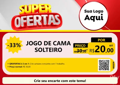 Modelo de Cartaz para Cartaz A4 Horizontal com o tema Super Ofertas para Cama, Mesa e Banho