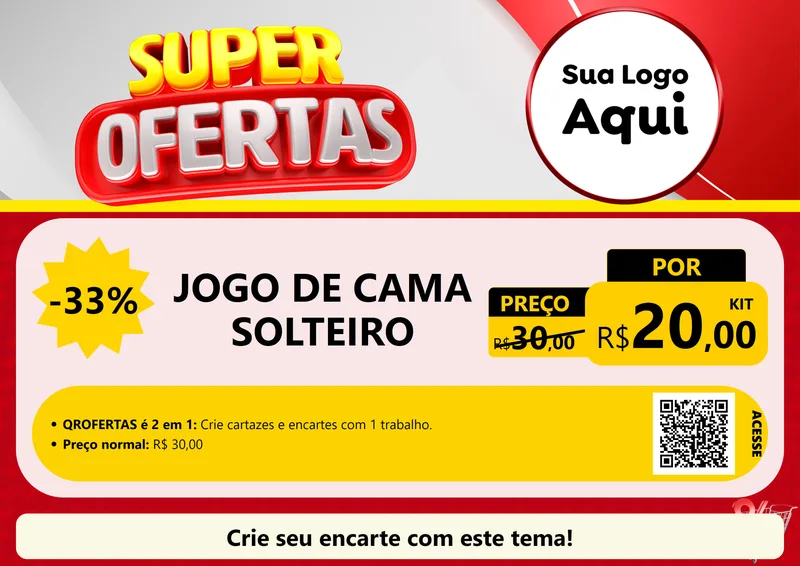 Modelo de Cartaz para Cartaz A4 Horizontal com o tema Super Ofertas para Cama, Mesa e Banho