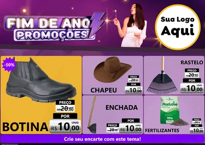 Modelo de Encarte para Encarte A4 Horizontal com o tema Fim de Ano Promoções para Agropecuária