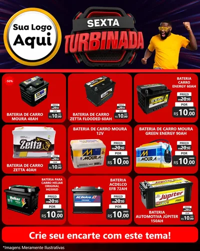 Modelo de Rede Social para Feed Instagram com o tema Sexta Turbinada para Baterias Elétricas
