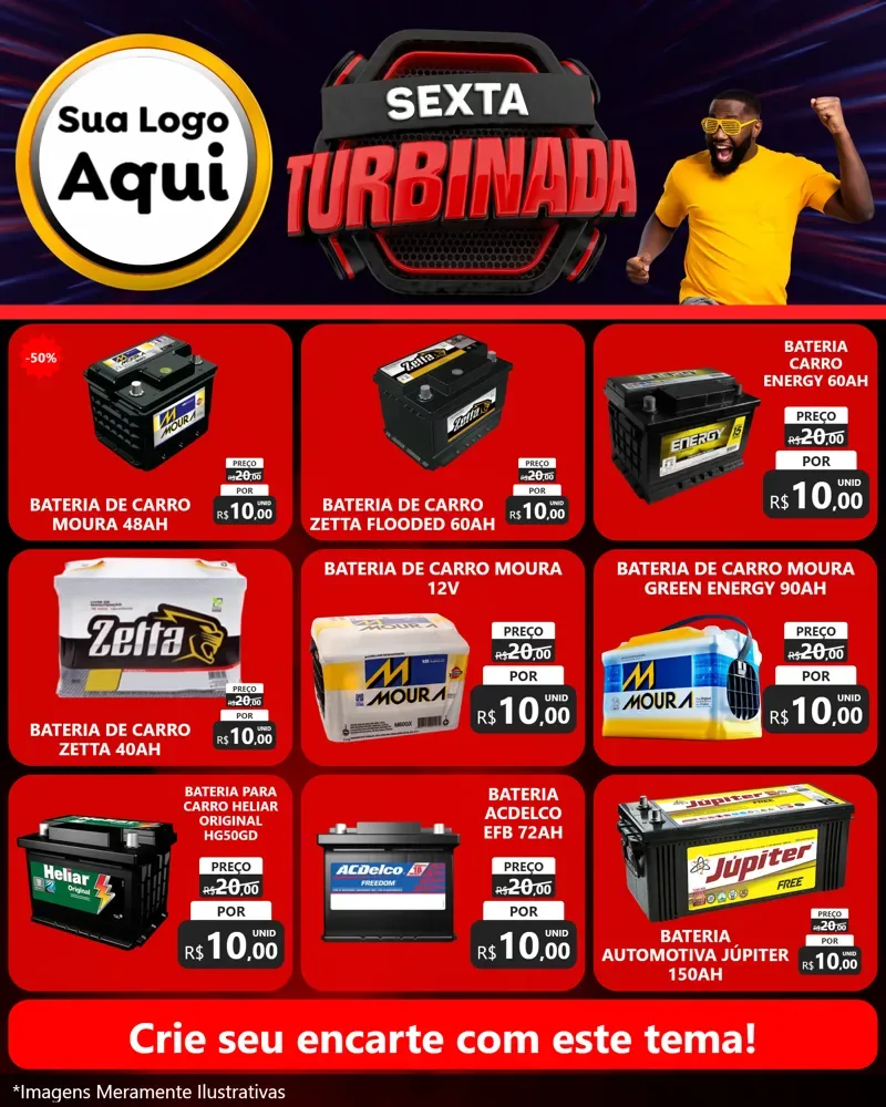 Modelo de Rede Social para Feed Instagram com o tema Sexta Turbinada para Baterias Elétricas