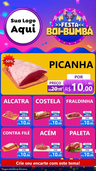 Modelo de Rede Social para Stories com o tema Festa Boi-Bumbá para Açougue