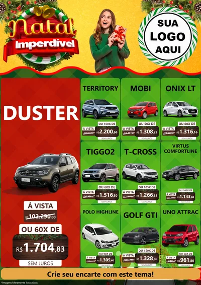 Modelo de Encarte para Encarte A4 Vertical com o tema Natal Imperdível para Concessionaria de Carros
