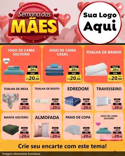 Modelo de Rede Social para Feed Instagram com o tema Semana das Mães para Cama, Mesa e Banho