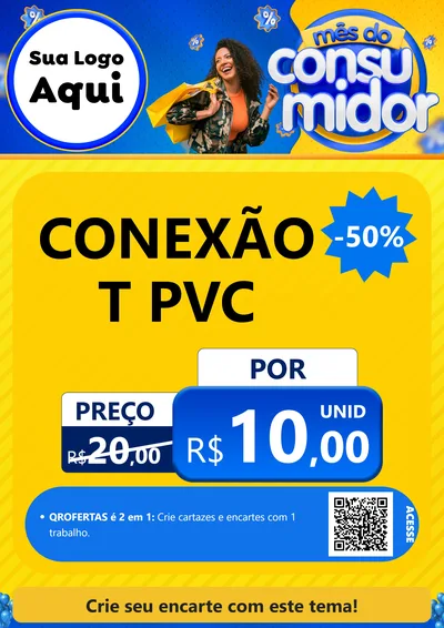 Modelo de Cartaz para Cartaz A4 Vertical com o tema Mês do Consumidor para Tubos e conexões