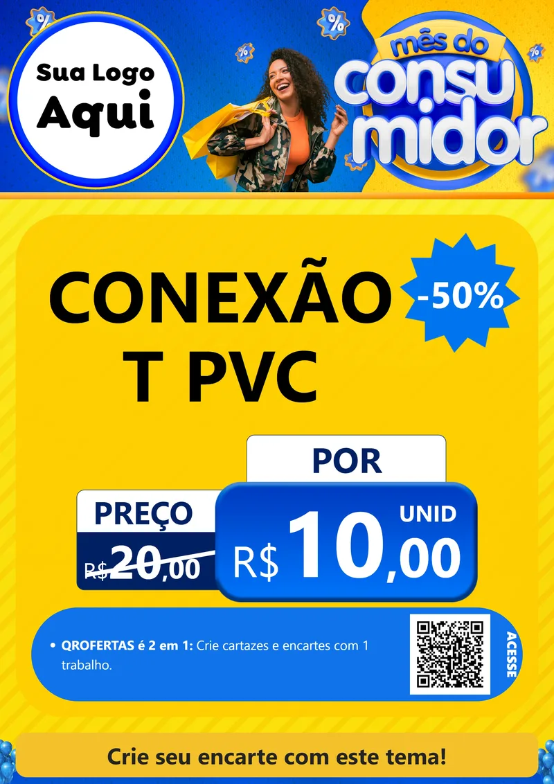 Modelo de Cartaz para Cartaz A4 Vertical com o tema Mês do Consumidor para Tubos e conexões