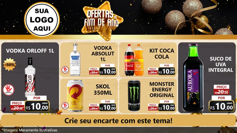 Modelo de TV para TV Horizontal com o tema Ofertas de Fim de Ano para Distribuidora de bebidas