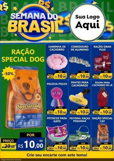 Modelo de Encarte para Encarte A4 Vertical com o tema Semana Do Brasil para Pet Shop