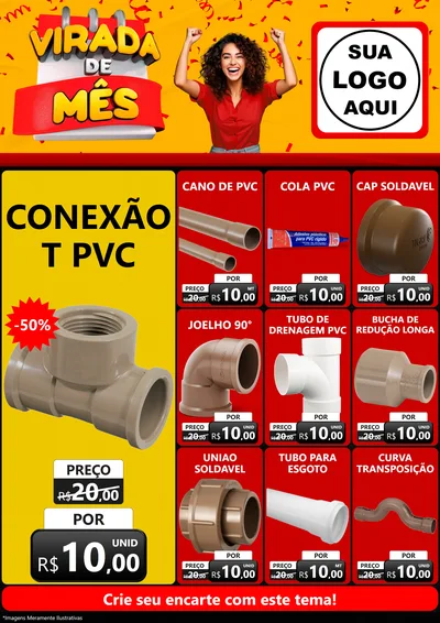 Modelo de Encarte para Encarte A4 Vertical com o tema Virada de Mês para Tubos e conexões
