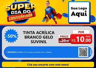 Modelo de Cartaz para Cartaz A4 Horizontal com o tema Super Dia do Consumidor para Tintas e Ferramentas