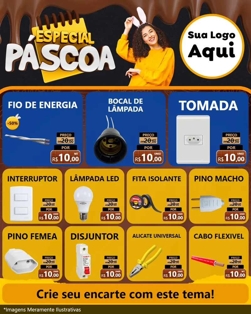 Modelo de Rede Social para Feed Instagram com o tema Especial Páscoa para Materiais Elétricos