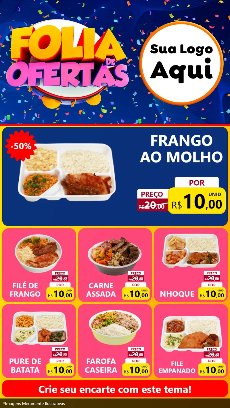 Modelo de Rede Social para Stories com o tema Folia de Ofertas para Restaurante