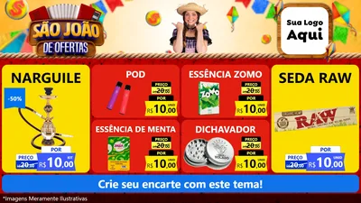 Modelo de TV para TV Horizontal com o tema São João de Ofertas para Tabacaria